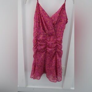 All in Favor Pink and Yellow Floral ruched dress Nordstrom